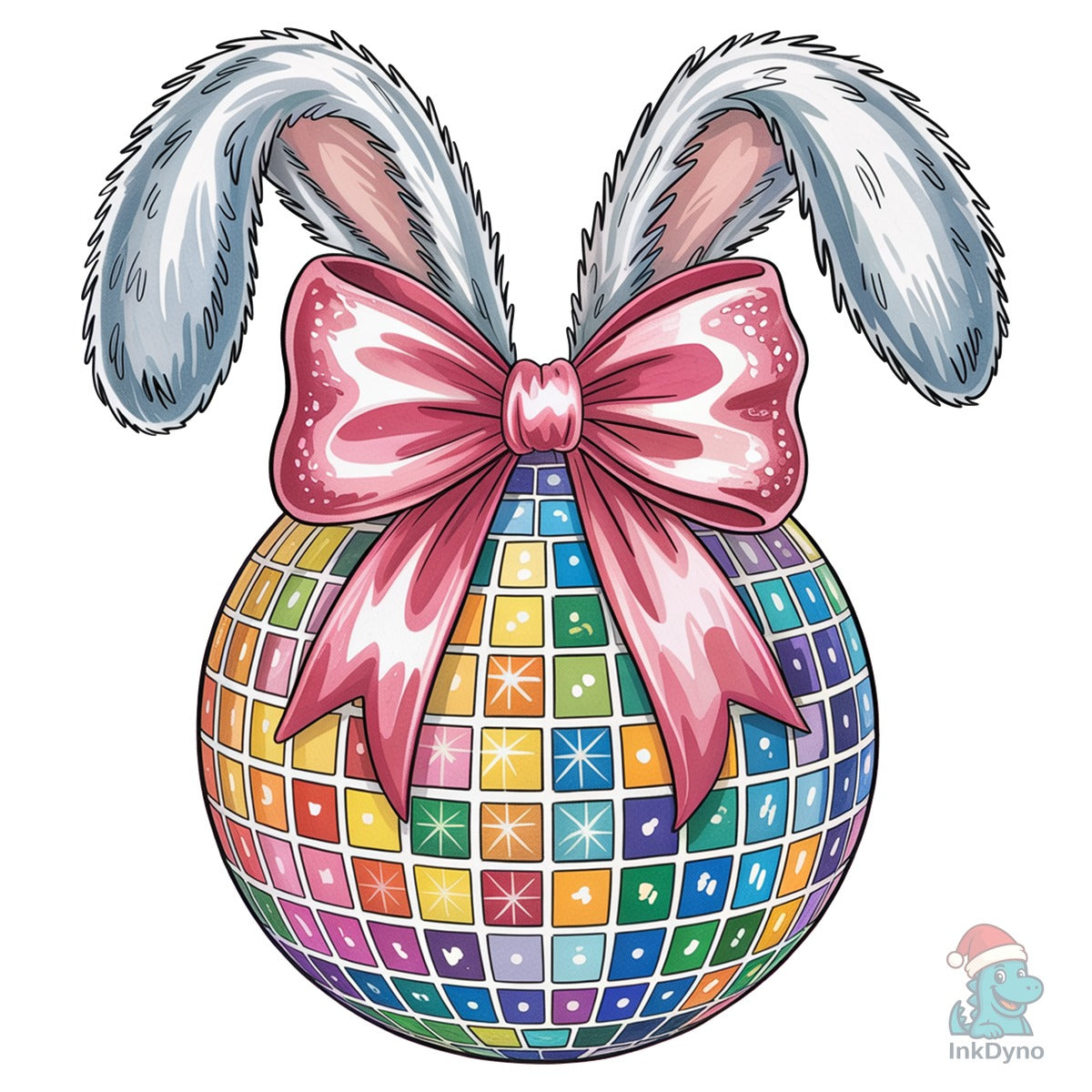Easter Coquette Bow Disco Ball Bunny