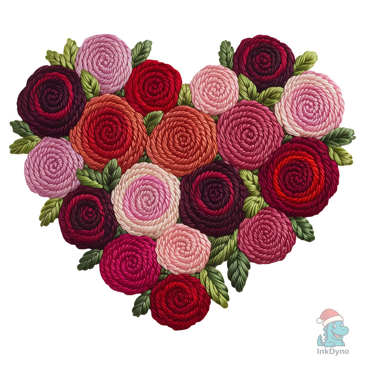 Faux Yarn Valentine Heart Roses