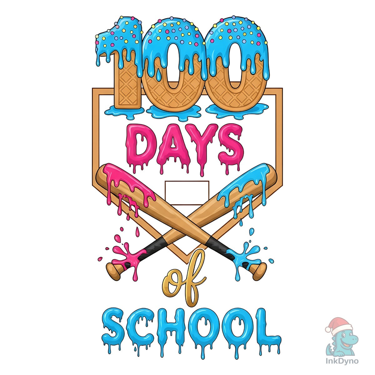 100 Days of School Ice Cream Baseball PN