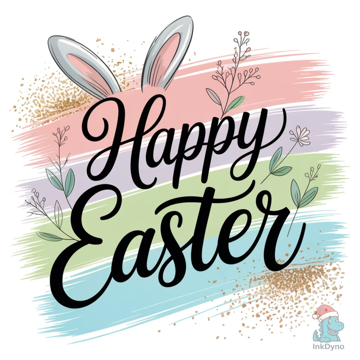 Happy Easter Pastel Colors Bunny Ear