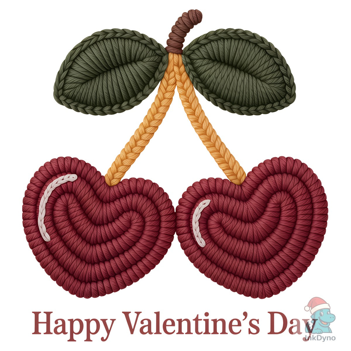 Faux Crochet Valentines Day Cherry