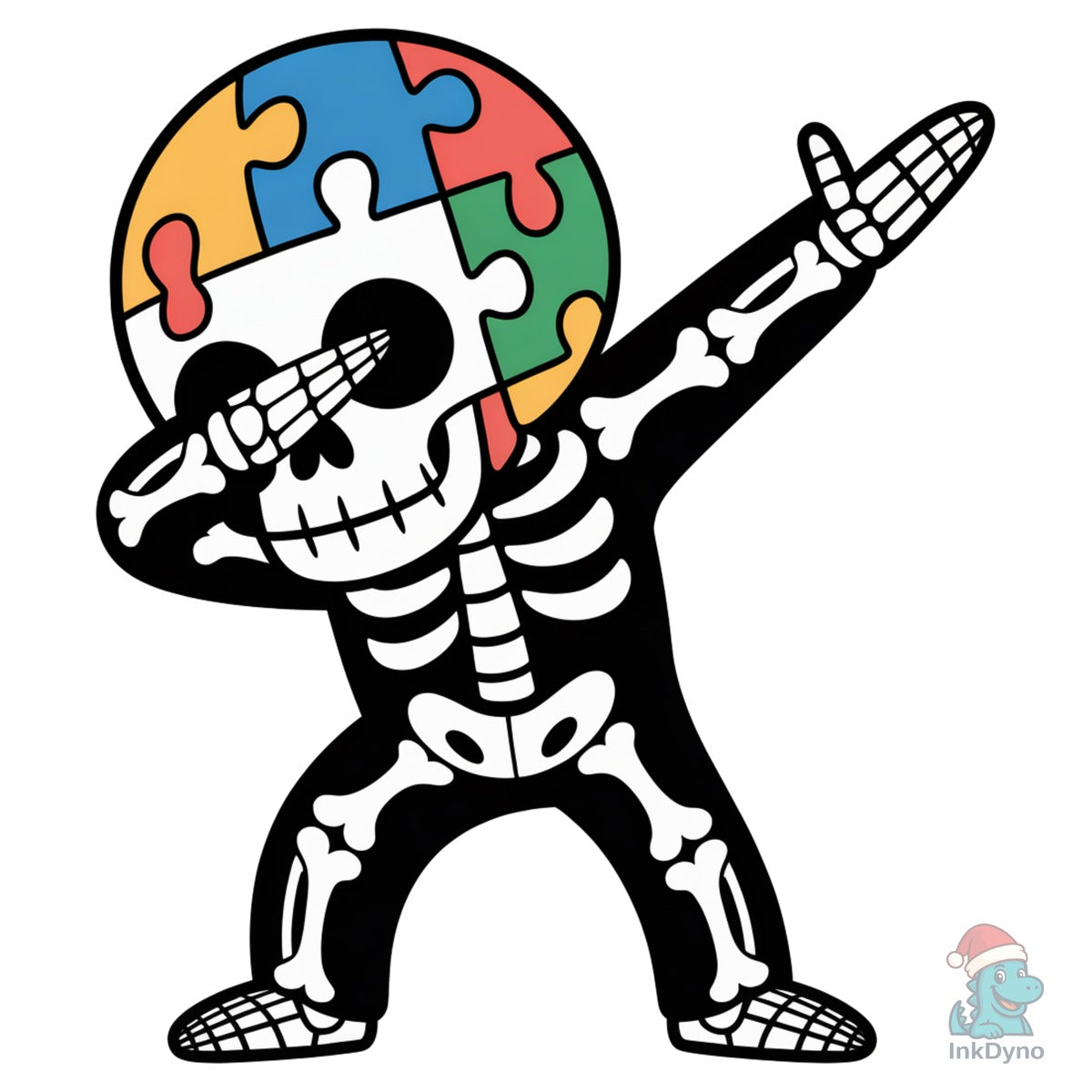 Autism Dabbing Skeleton Funny Tee