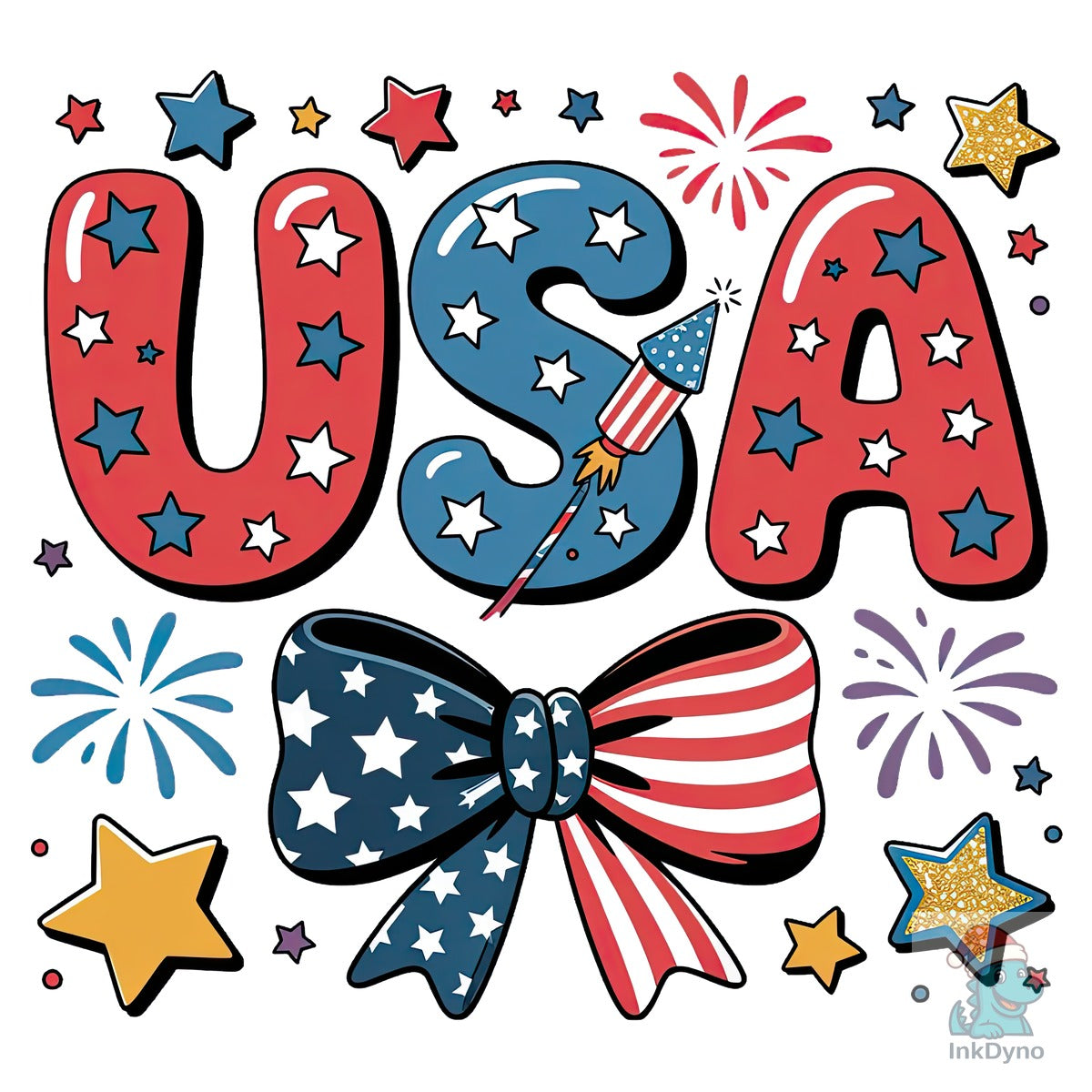 Patriotic USA Bow Sublimation Design