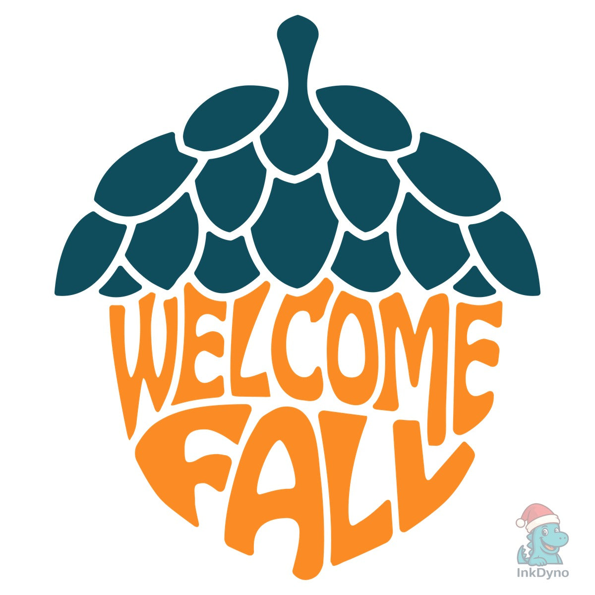 Welcome Fall Word Art Acorn