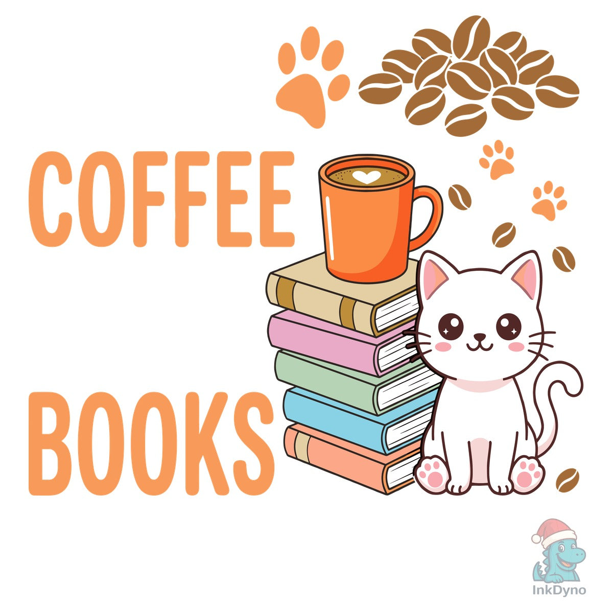 Cats Coffee and Books Happy T-Shirt