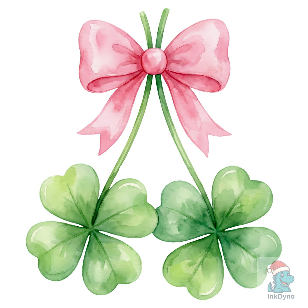 Watercolor Shamrock Bow St Patrick's