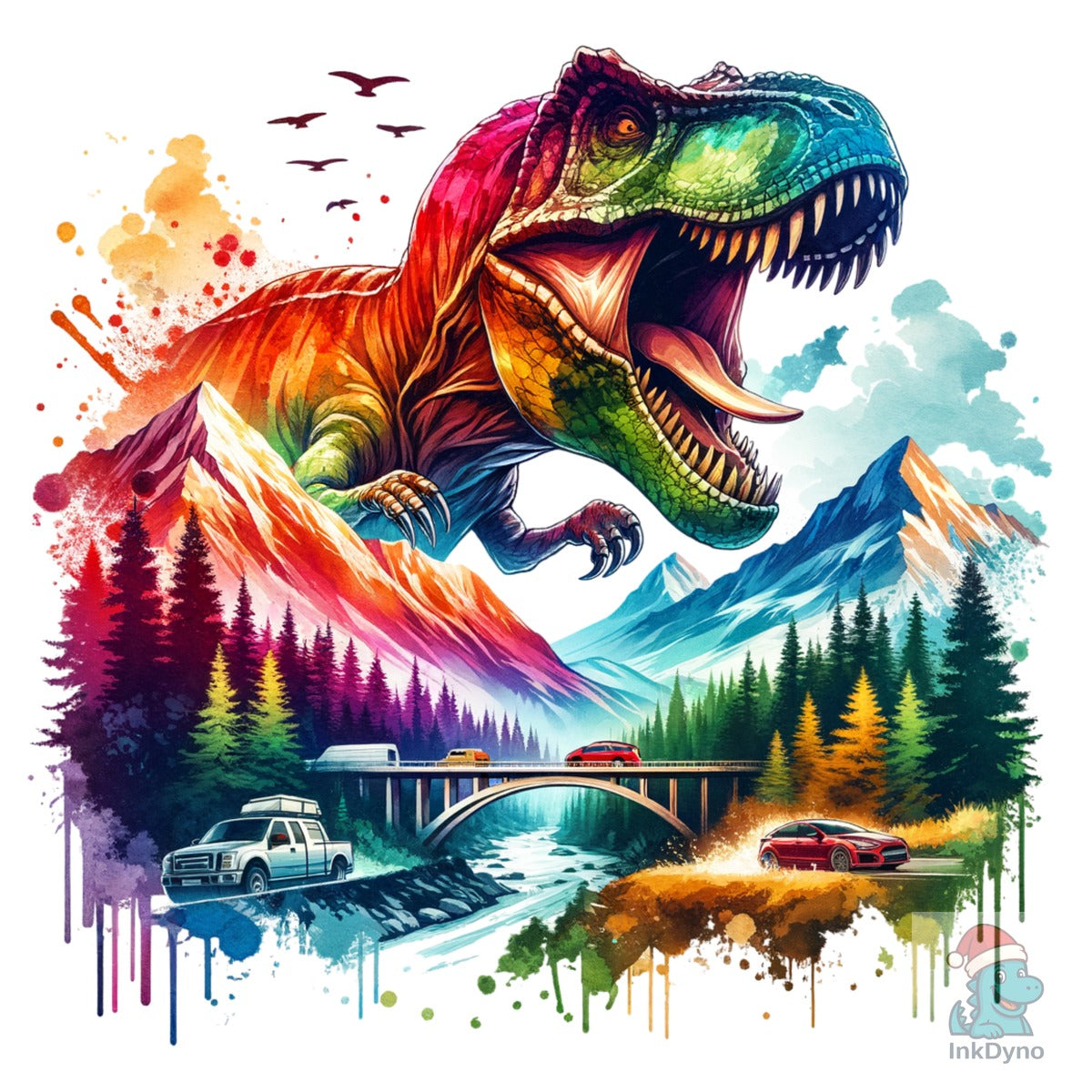 Colorful T-Rex Dinosaur Mountains