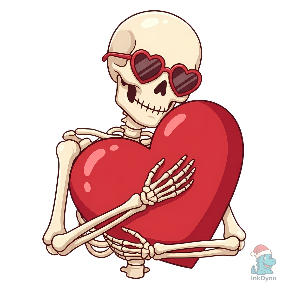 Cute Skeleton Hugging Heart