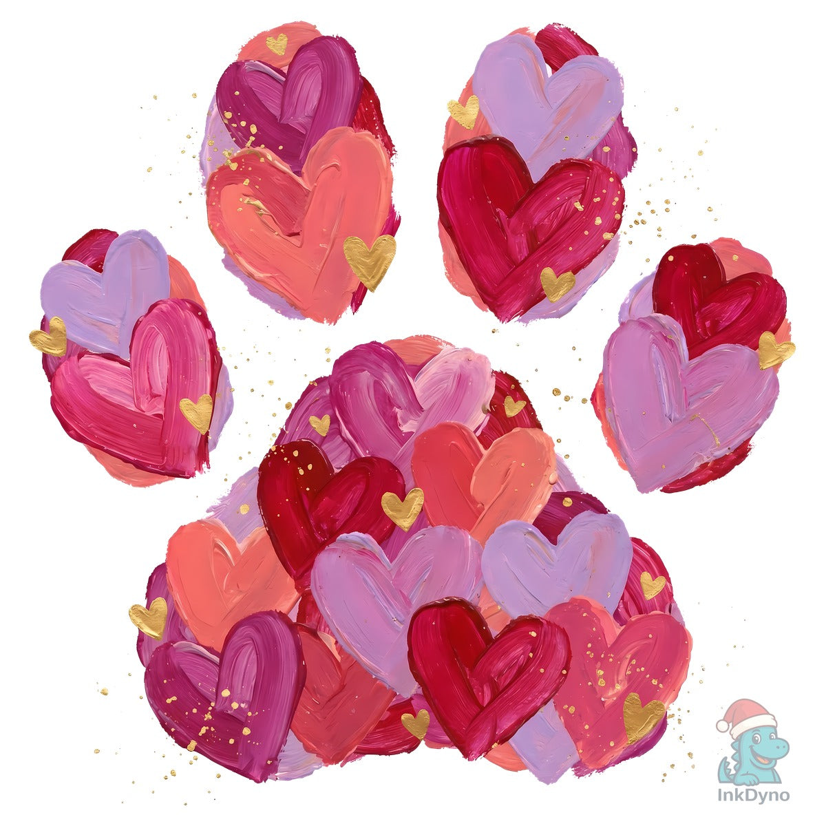 Painted Heart Paw Print Valentine
