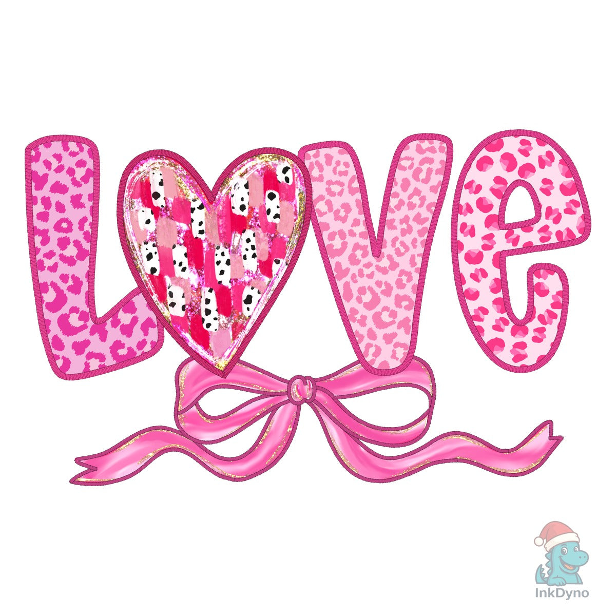 Pink Valentine Leopard Heart Bow Brush