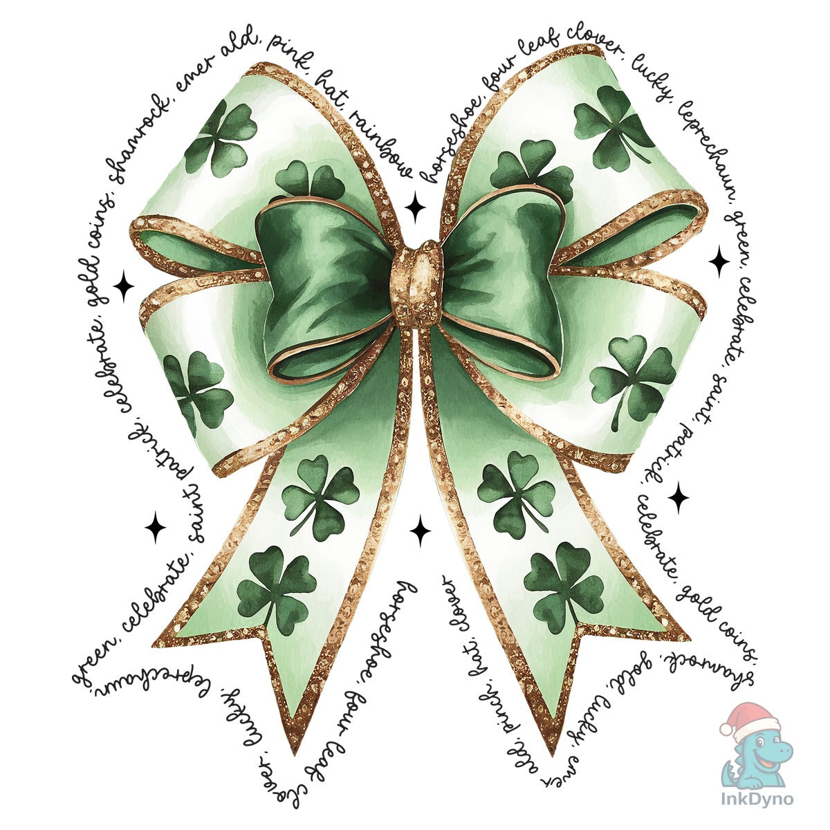 St Patricks Shamrock Bow Glitter