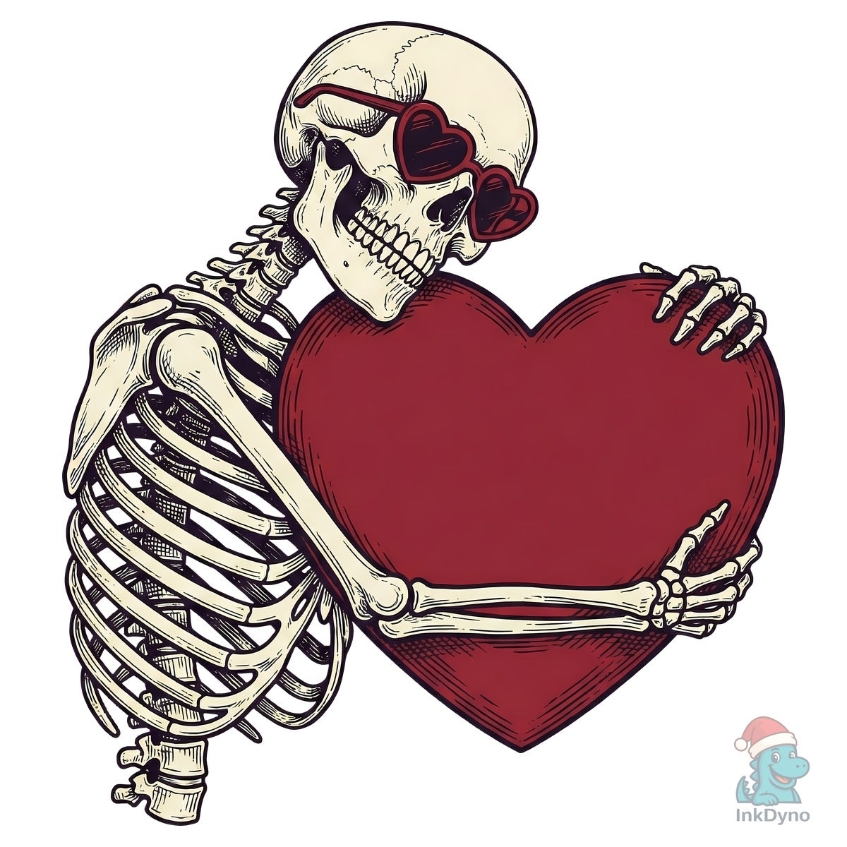 Skeleton Hugging Heart Valentine