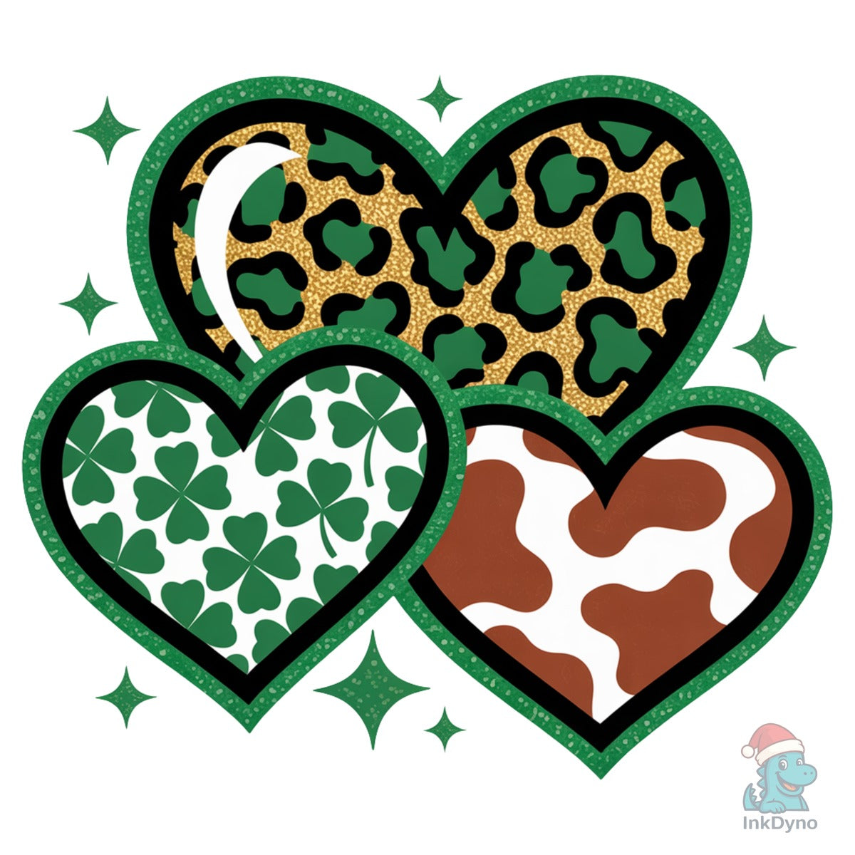 Shamrock Leopard Hearts Illustration