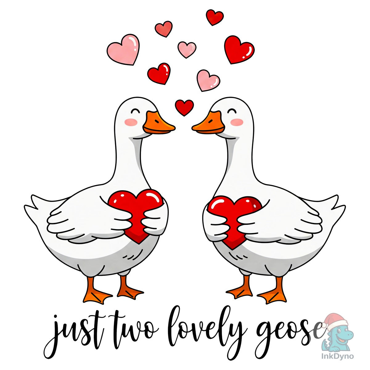Cute Valentine Goose Couple Love