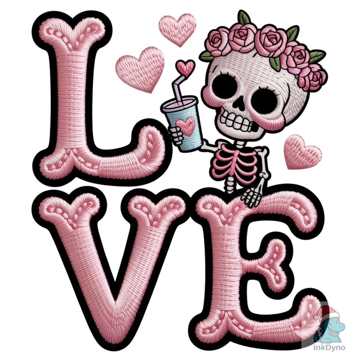 Embroidery Valentine Skeleton Love