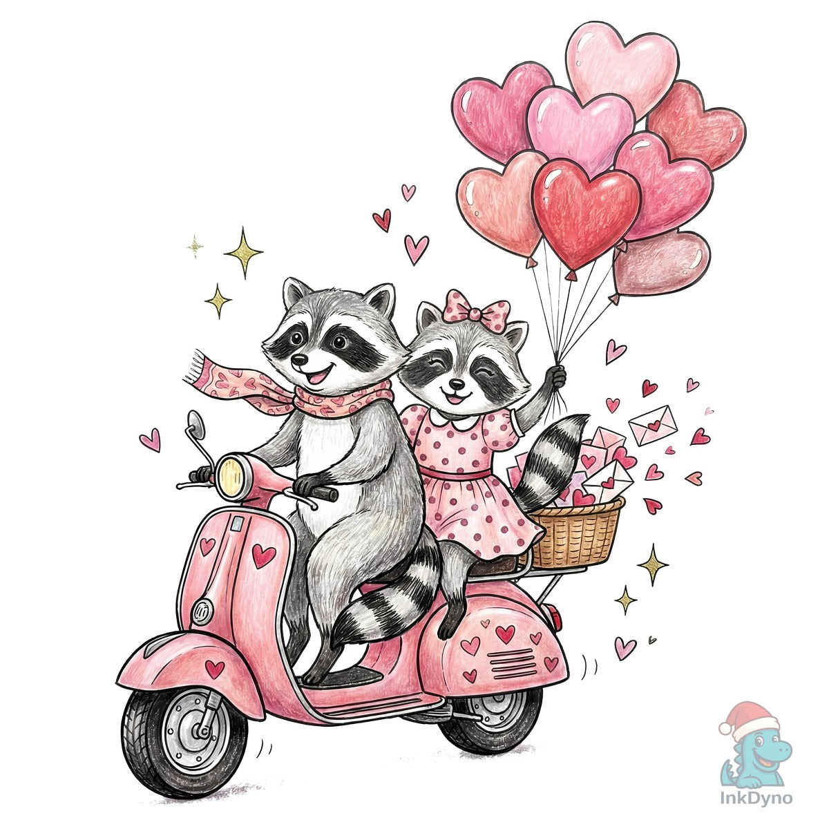 Cute Raccoon Couple Valentine Design