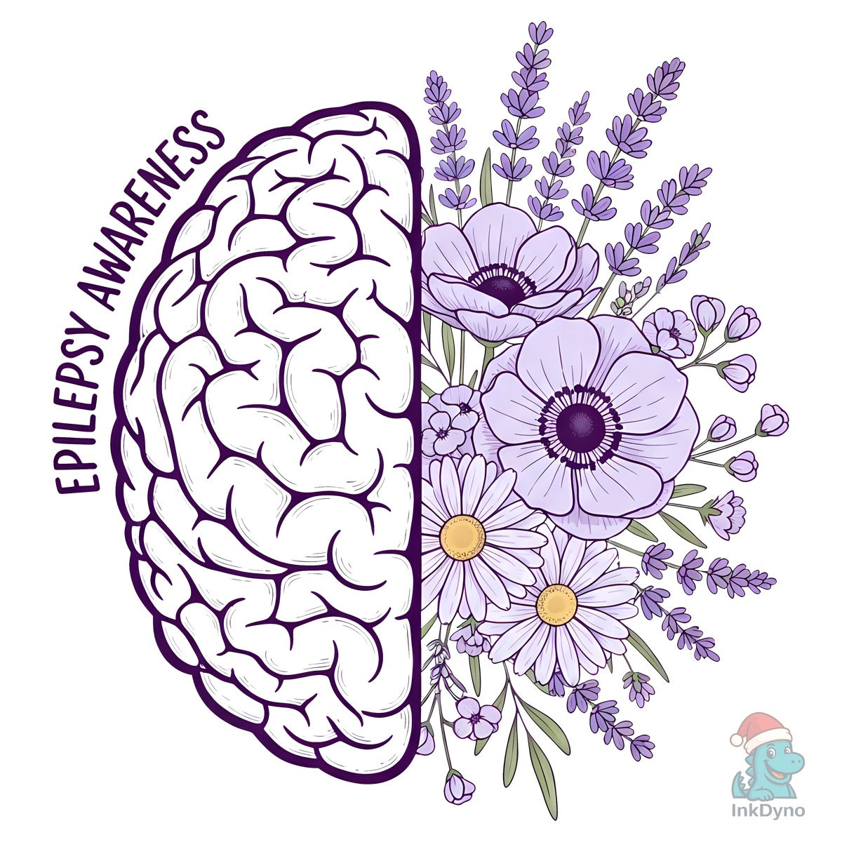 Epilepsy Awareness Brain with Purple