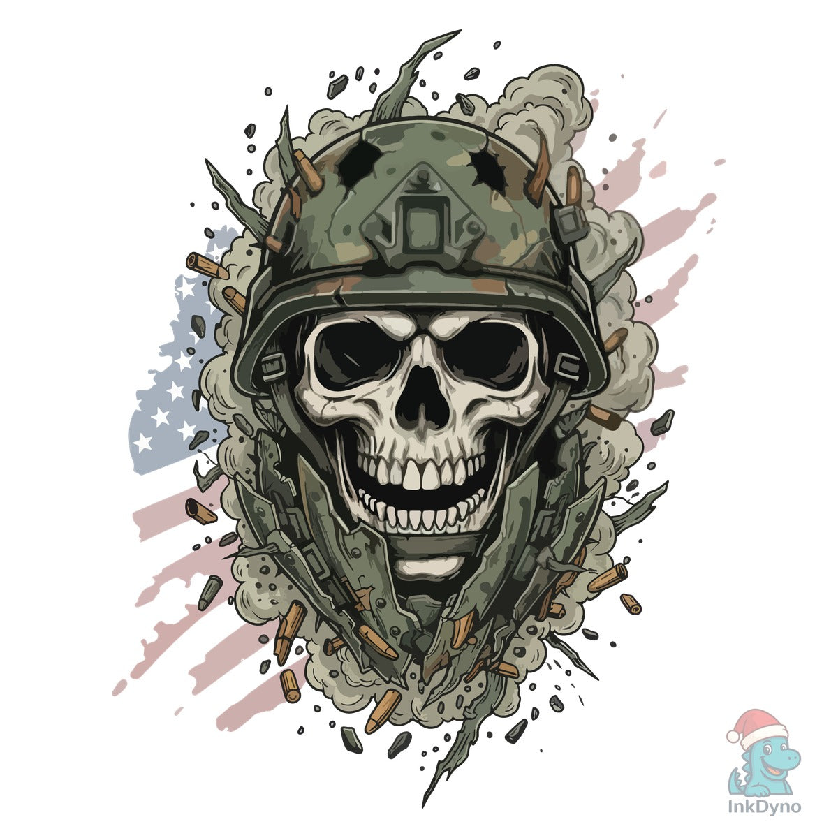 Skull in Military Helmet Illustration
