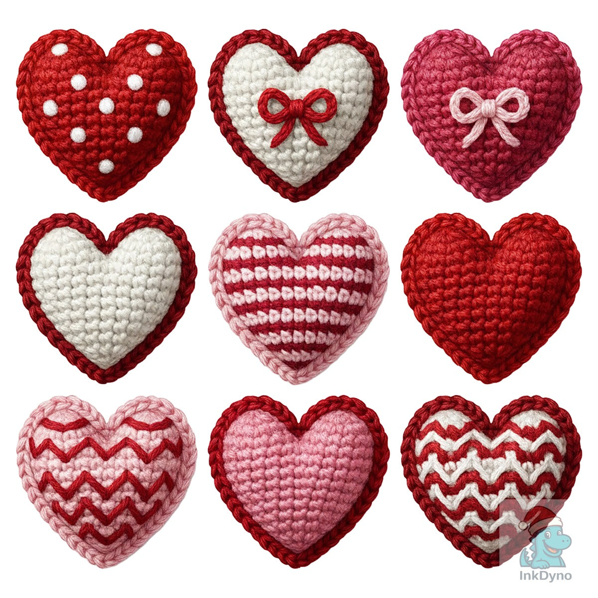 Crochet Faux Yarn Valentine Heart Bow