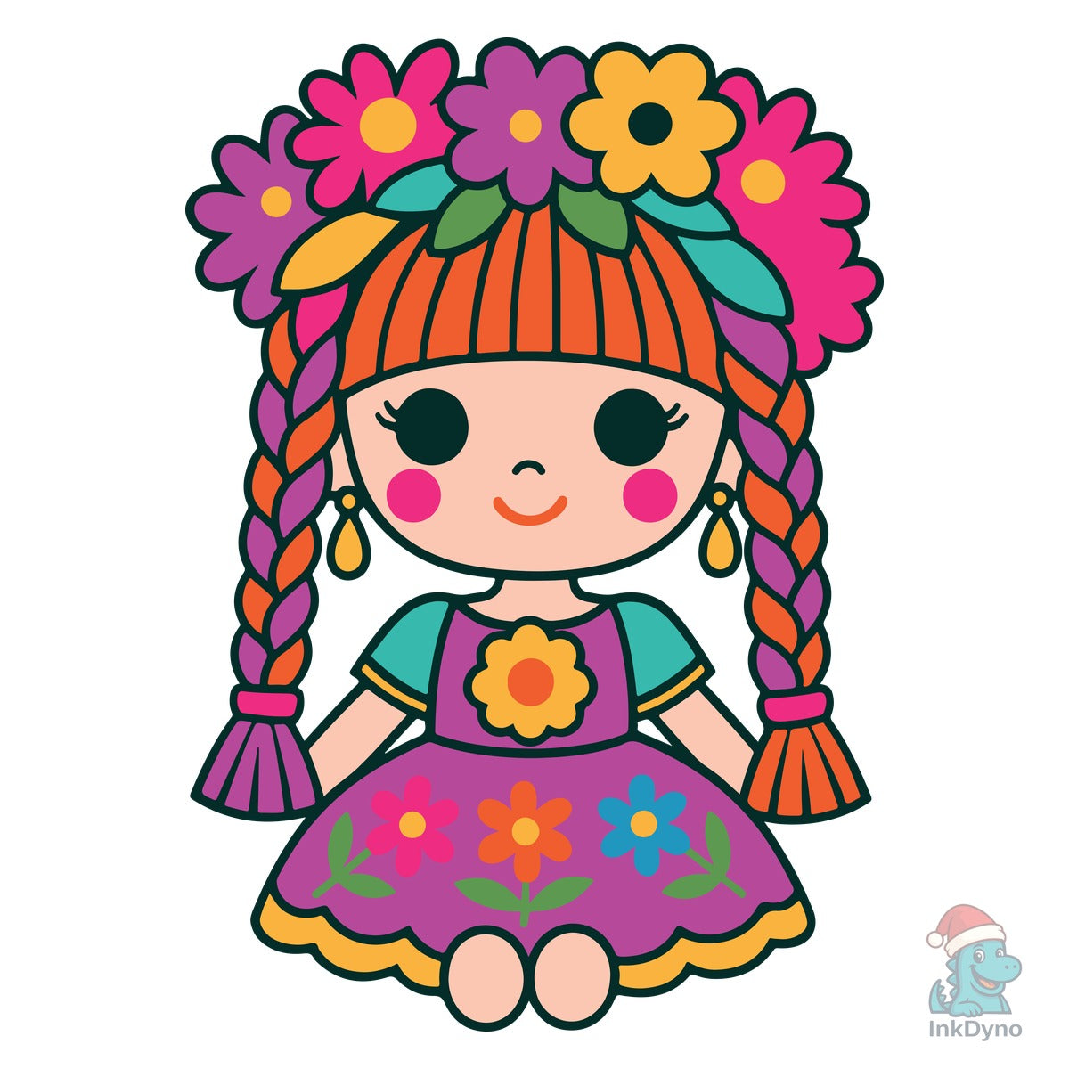 Colorful Mexican Doll Embroidery