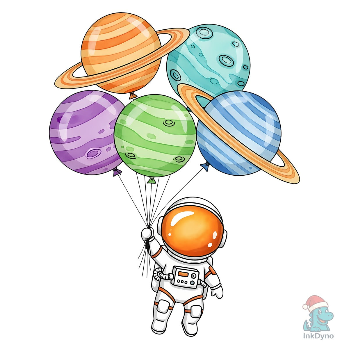Astronaut Floating Planet Balloons