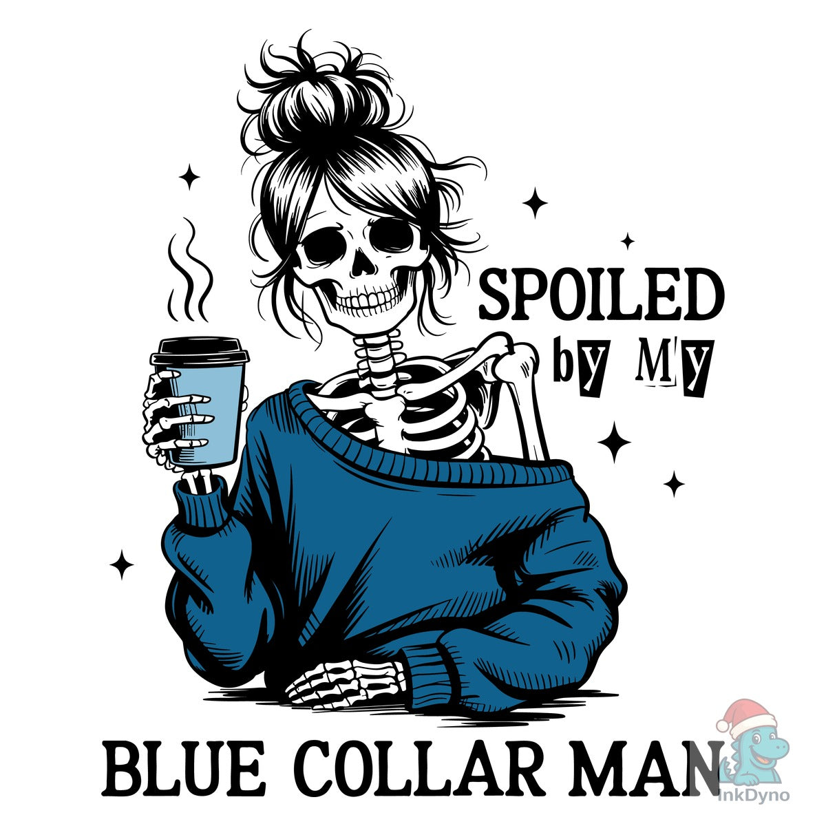 Funny Skeleton Wife Blue Collar Man