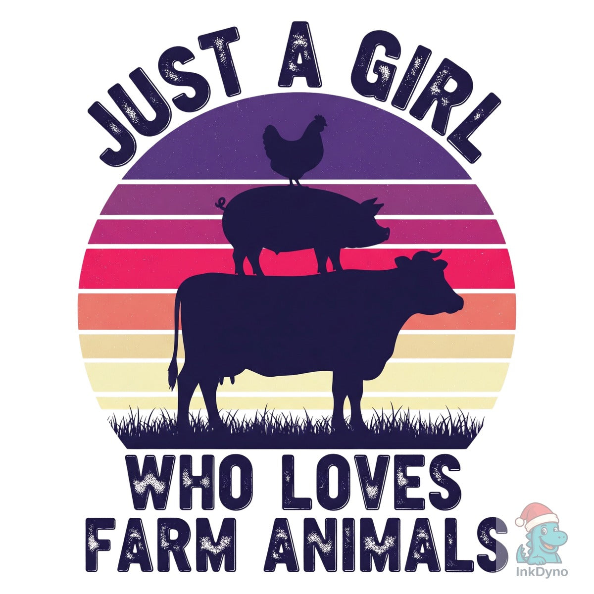 Just a Girl Farm Animal Retro
