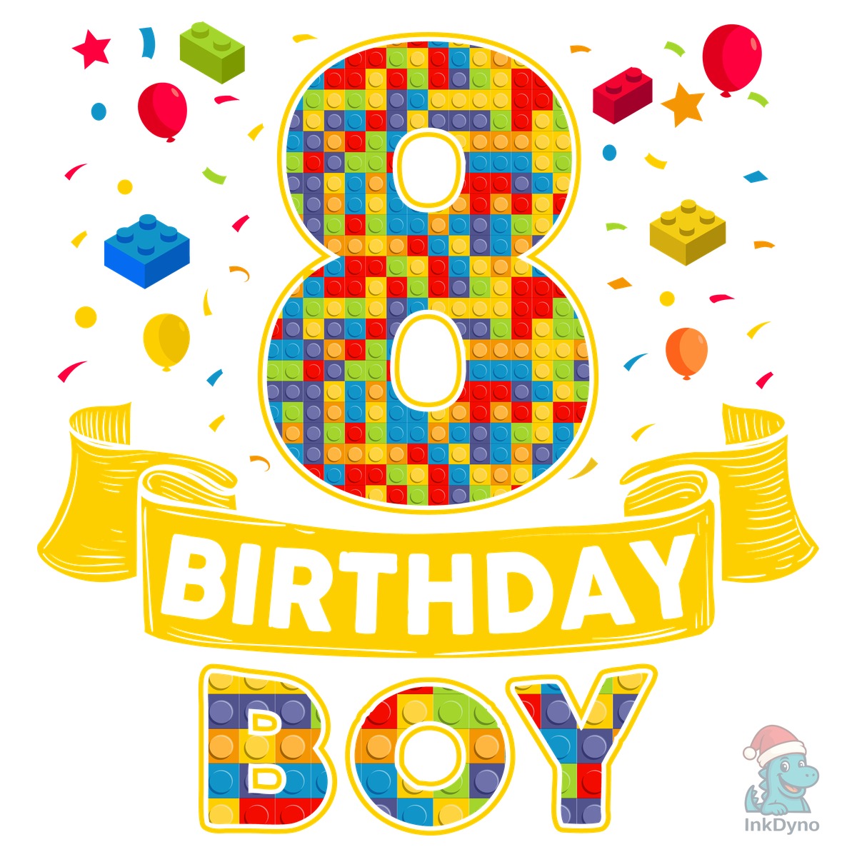 8th Birthday Boy Building Blocks Design