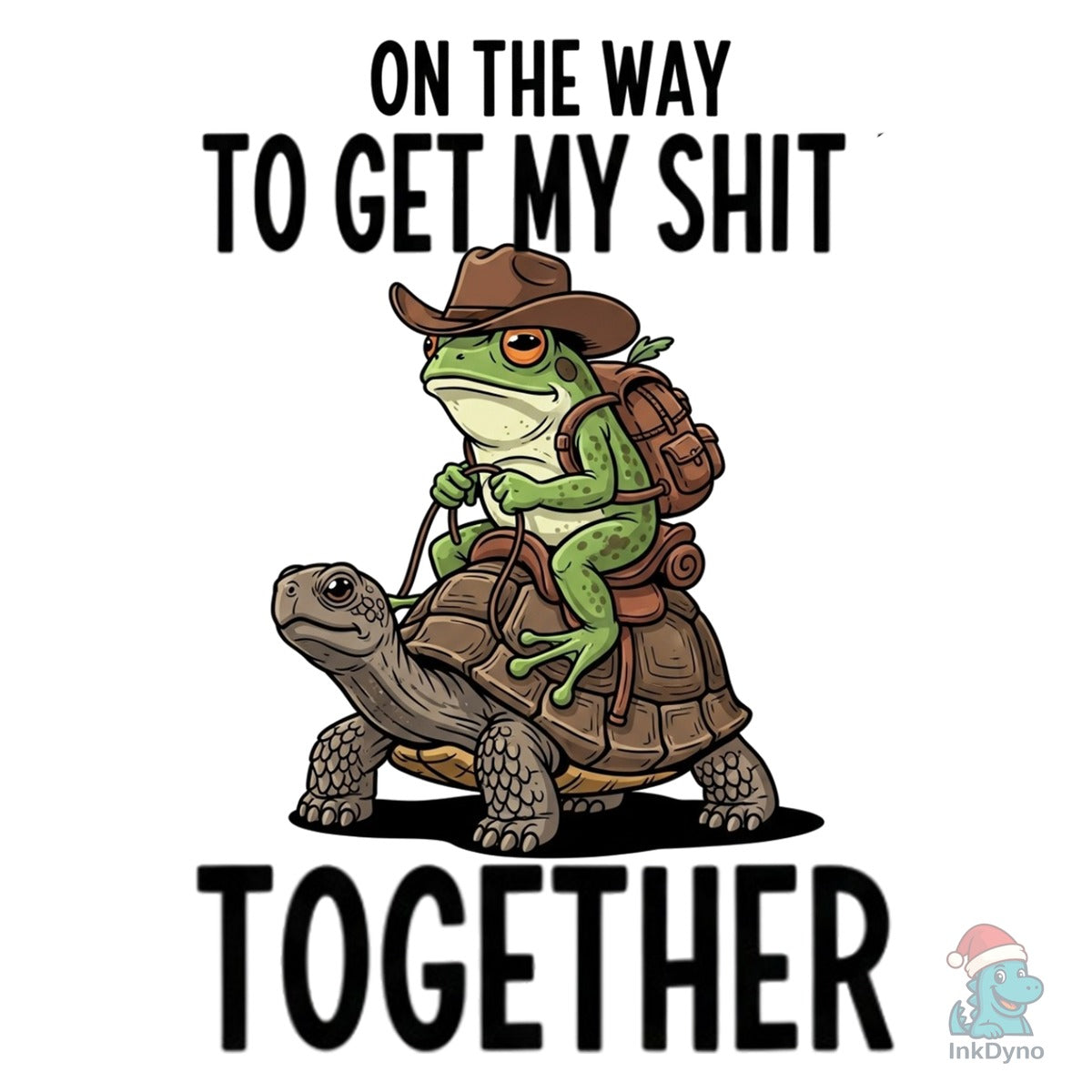 Funny Frog on Turtle