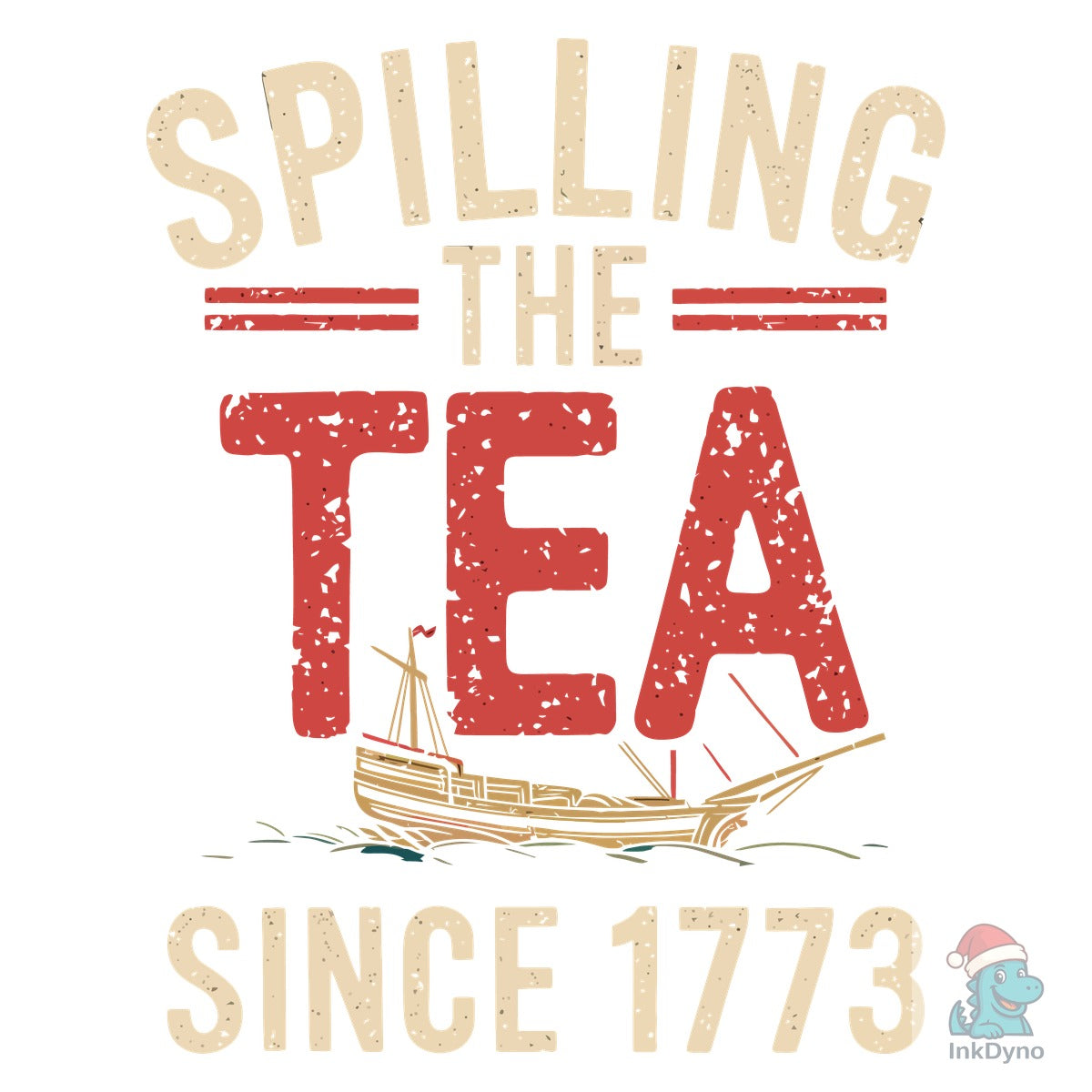 Boston Tea Party Spilling Tea Graphic