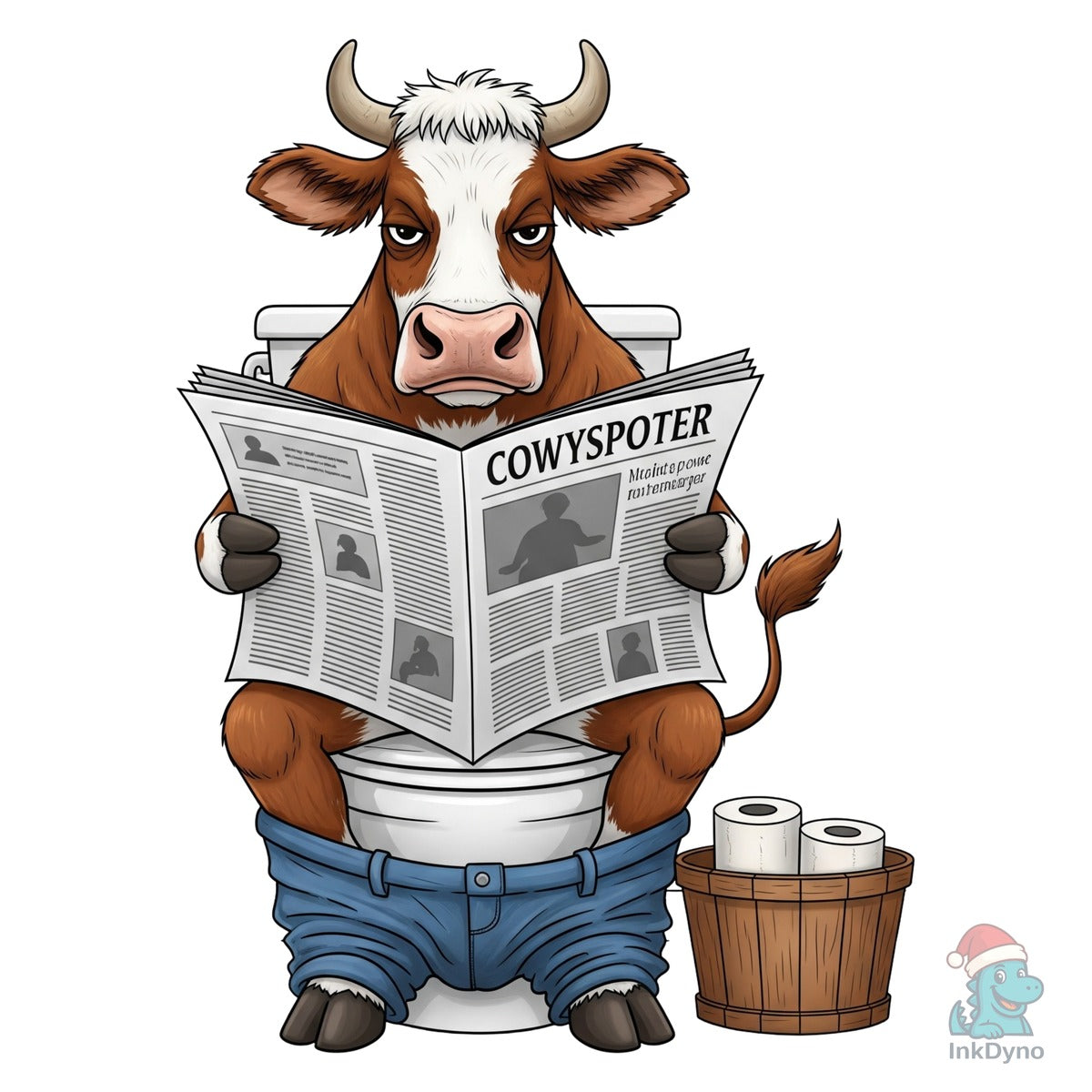 Cow on Toilet Funny Farm Animal Sub