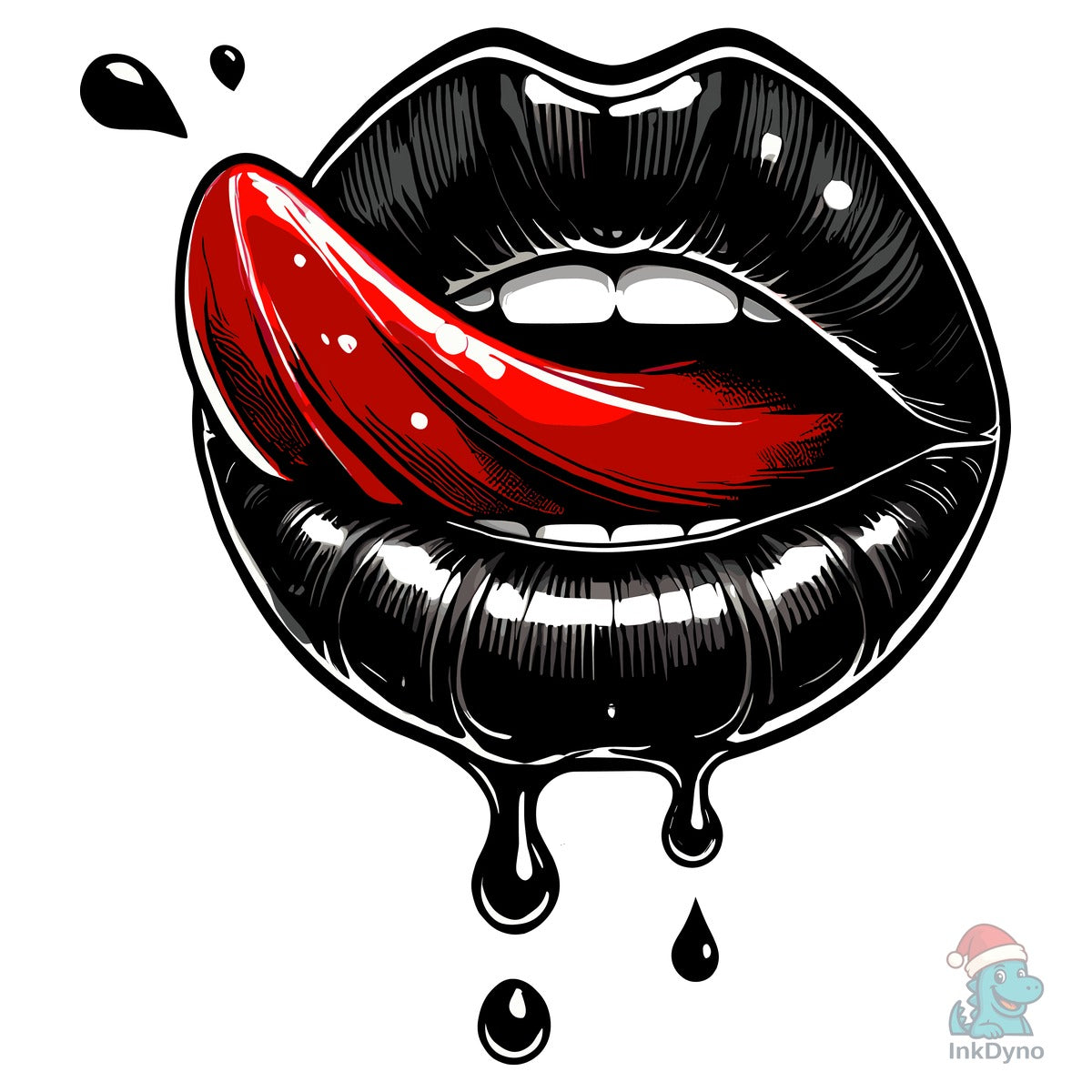 Black Lips with Red Tongue Drips