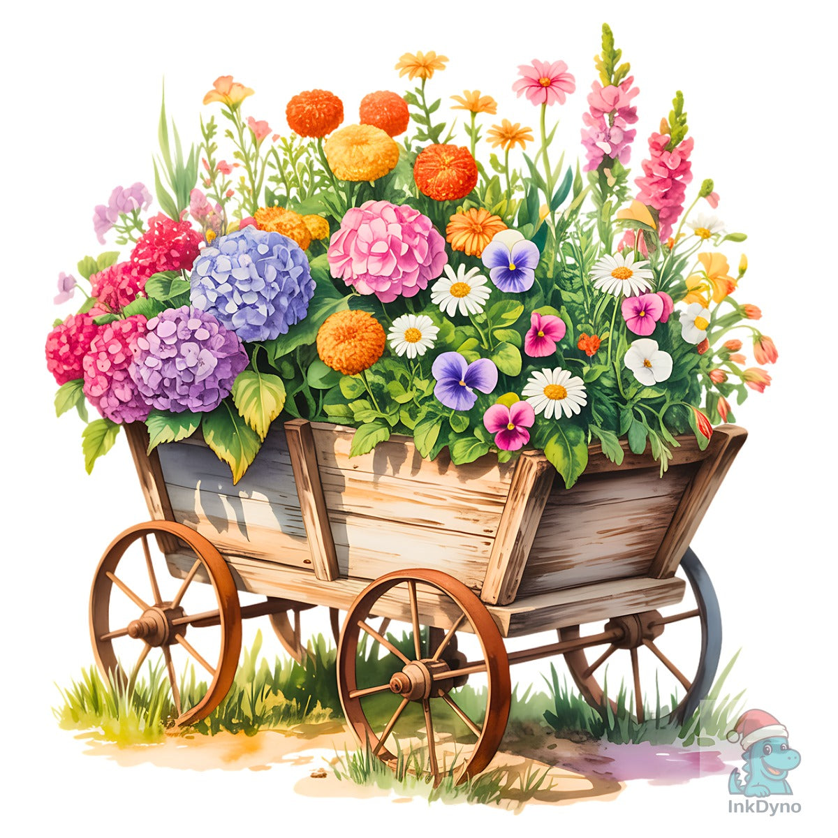 Rustic Flower Cart Wagon Blooming