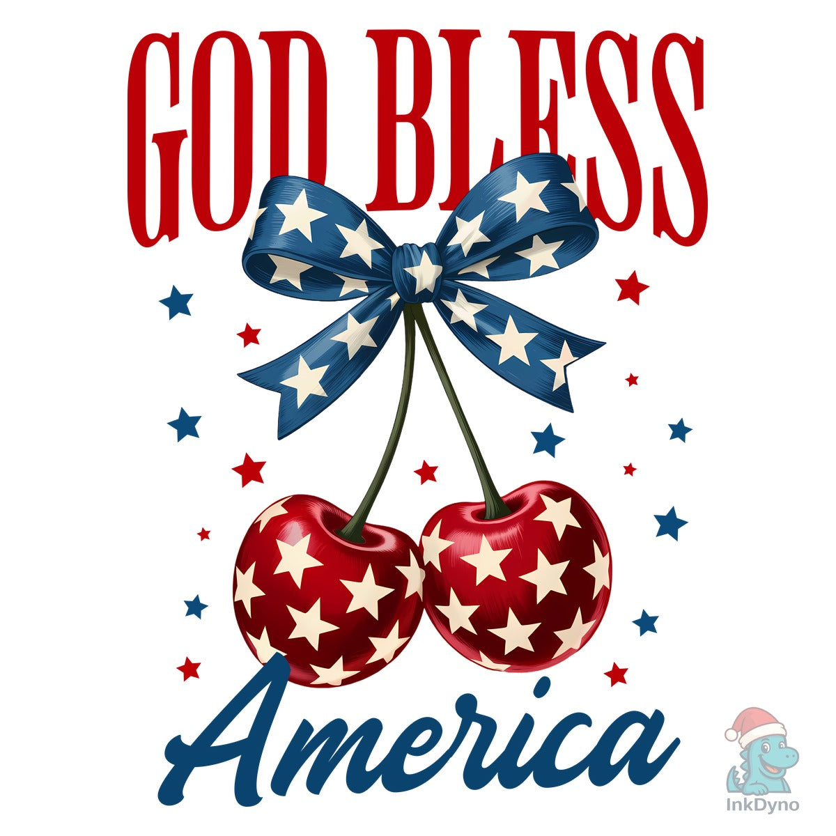 Patriotic 4th July Cherry Bow USA