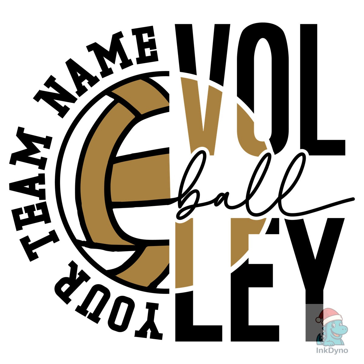 Gold Volleyball Heat-Press Emblem