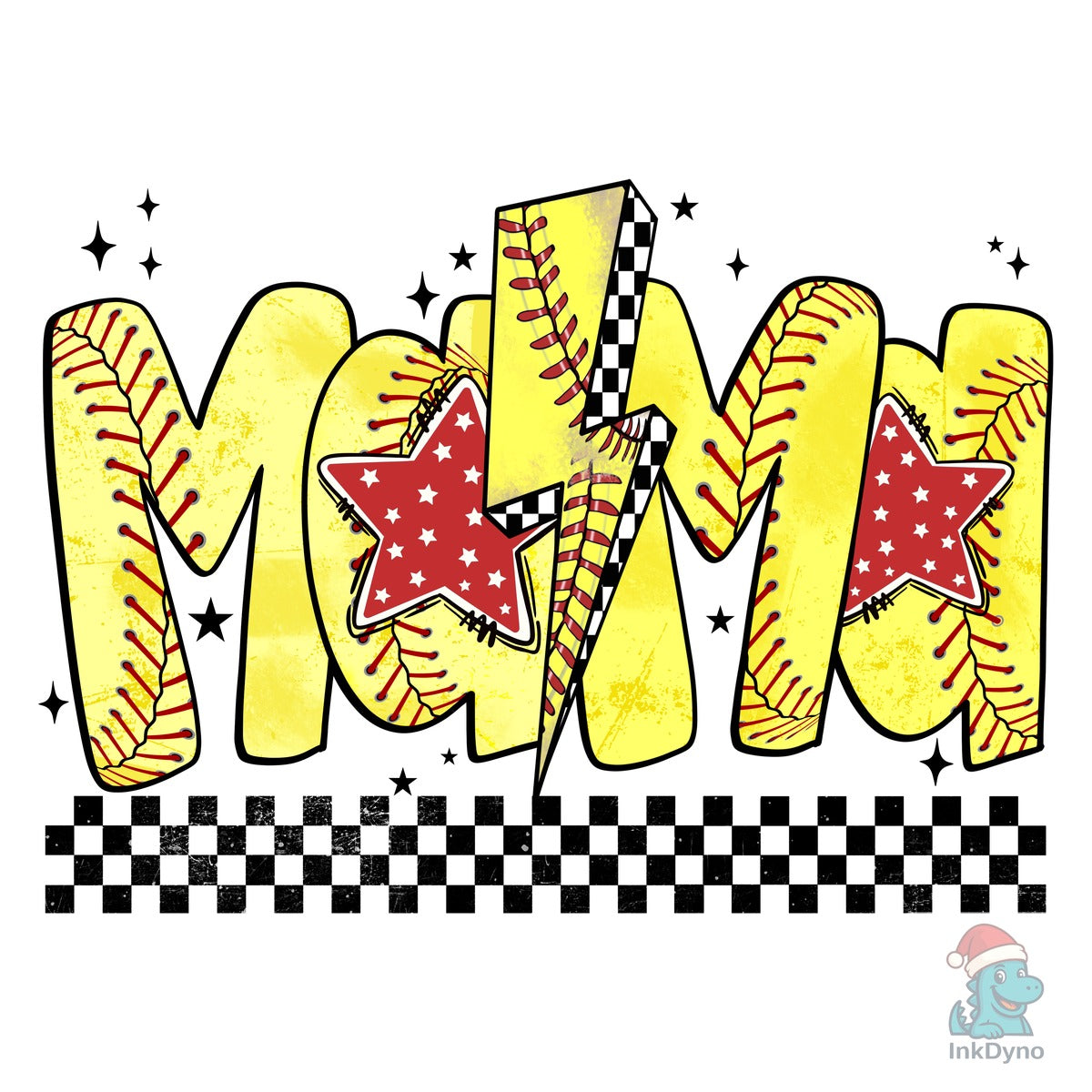 Softball Mama Lightning Bolt Checkered