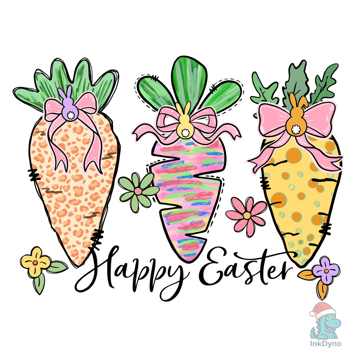Happy Easter Carrot Doodles Brush Stroke