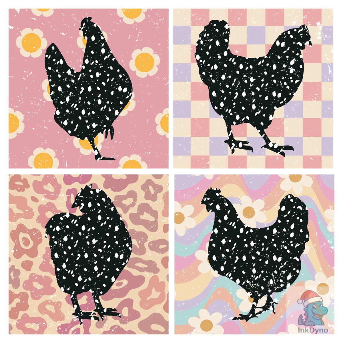 Retro Boho Chicken Floral Chicken