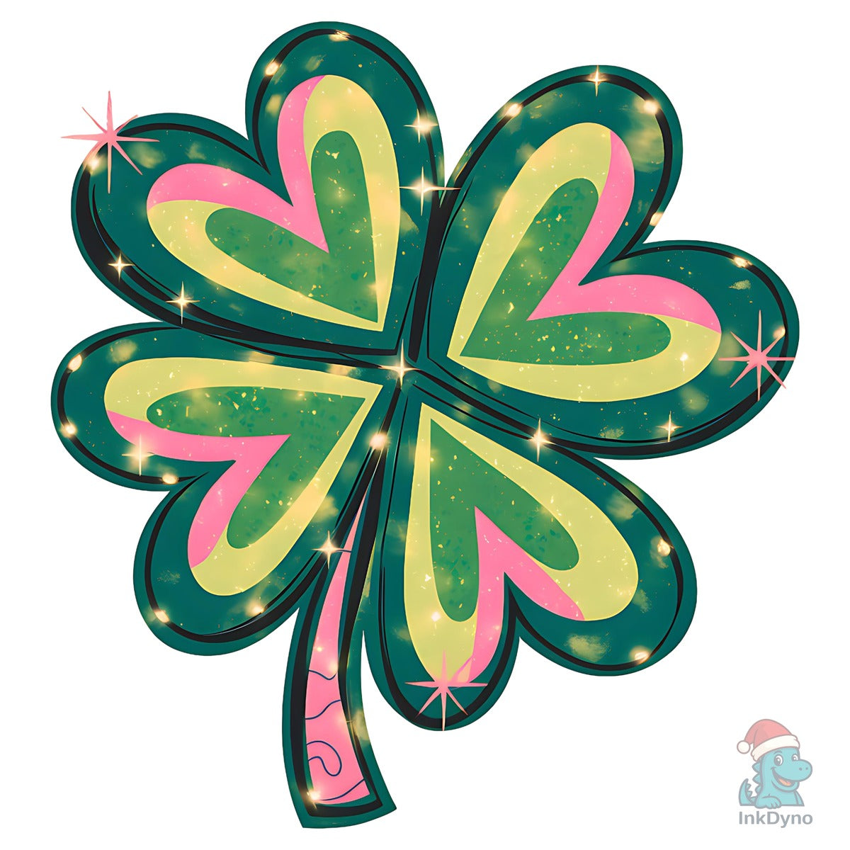 Retro Shamrock Heart Clover
