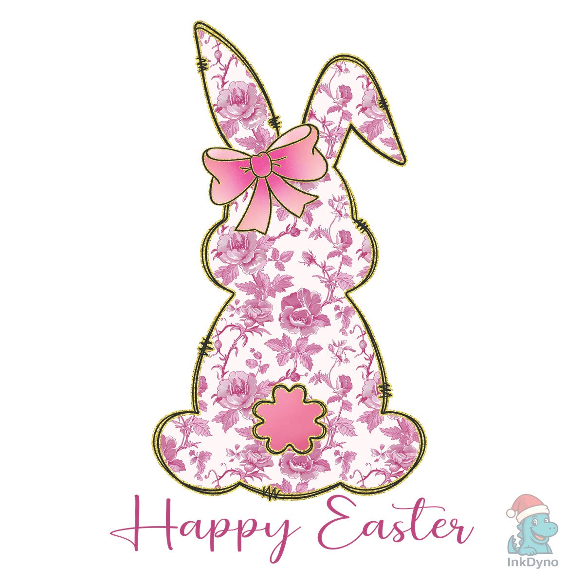 Happy Easter Pink Chinoiserie Bunny