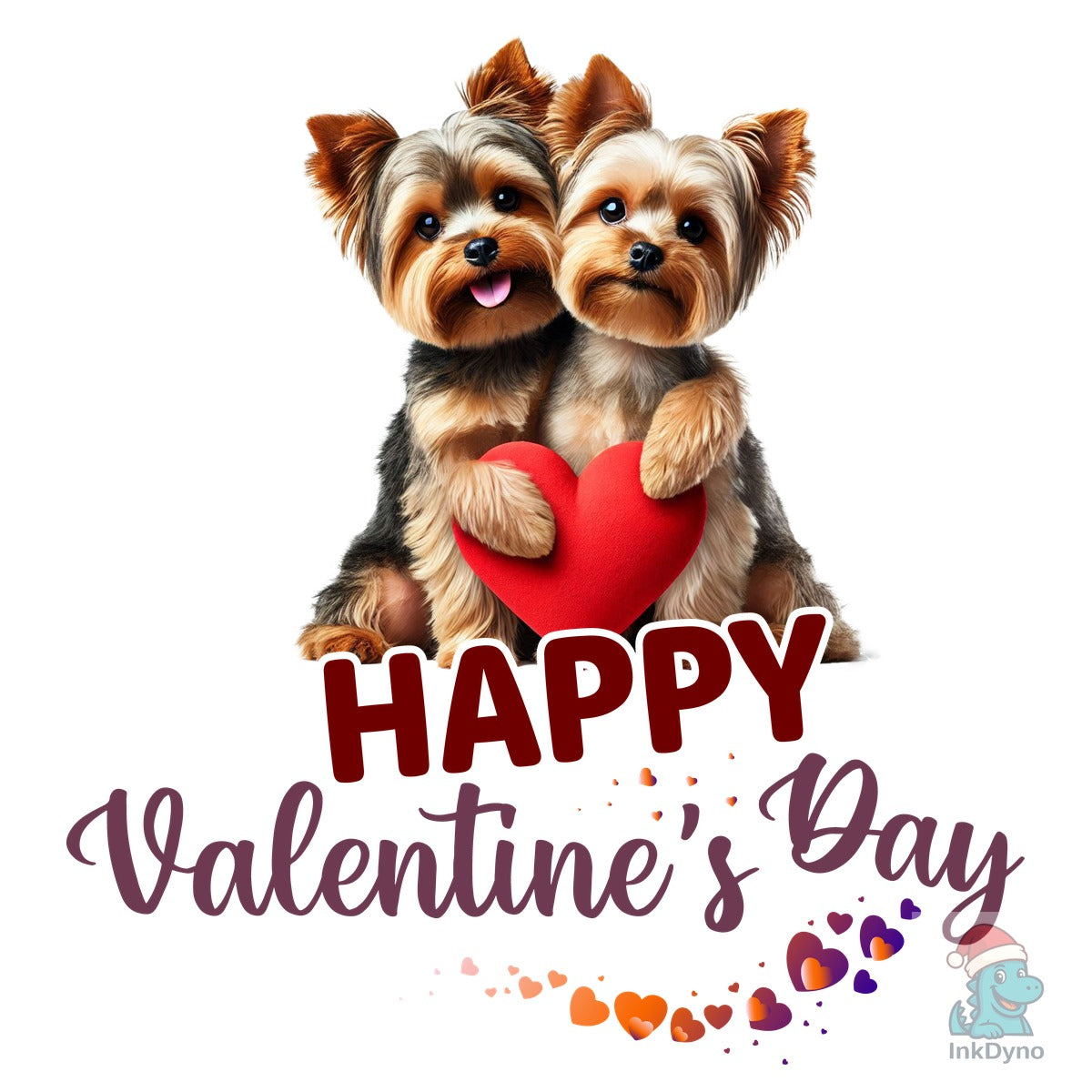 Happy Valentine's Day. Yorkie Dog Couple