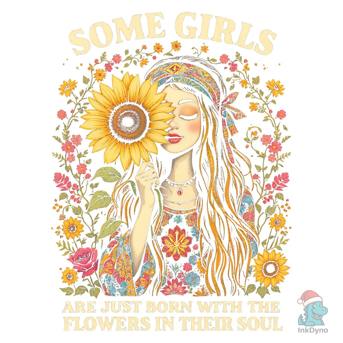 Boho Girl Sunflower Design