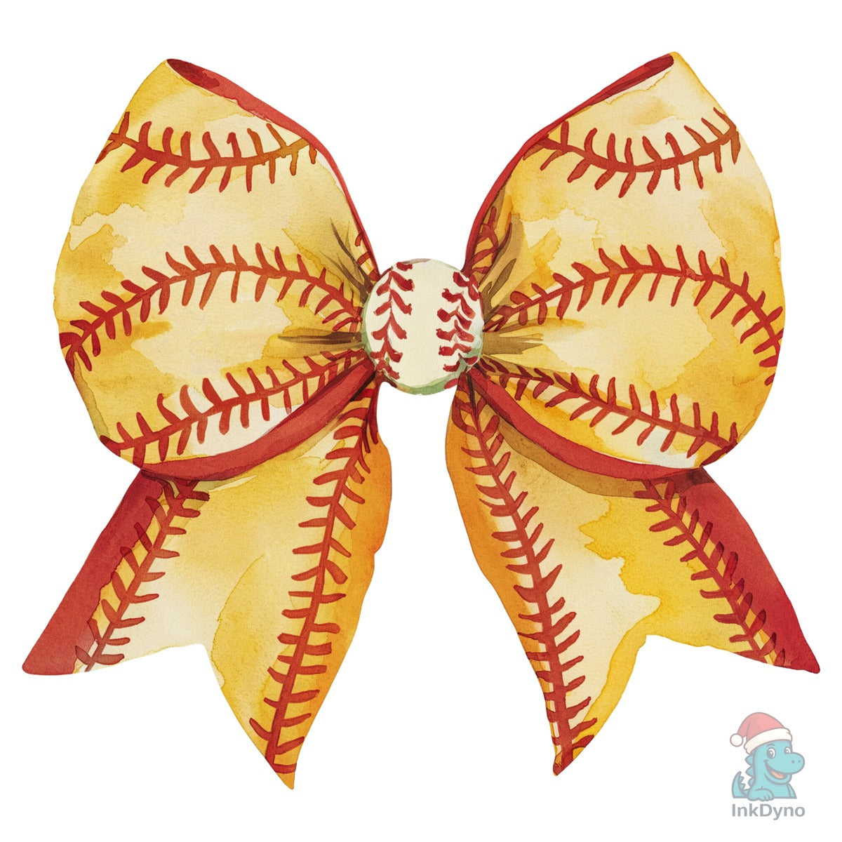 Watercolor Baseball Bow