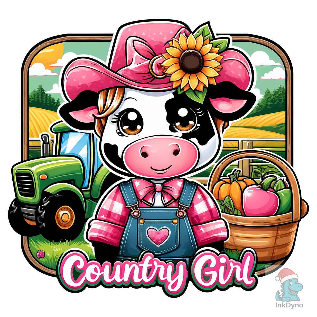 Country Girl Cute Farm Cartoon