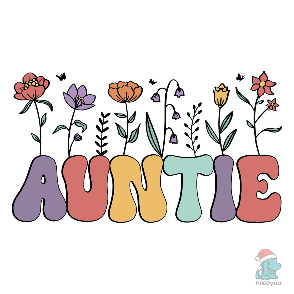 Retro Floral Auntie Heat-Press Graphic
