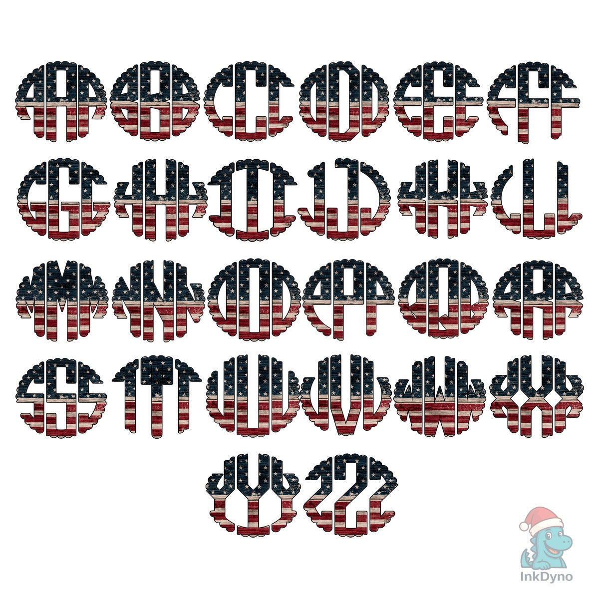 Vintage USA Flag Wood Monogram Set