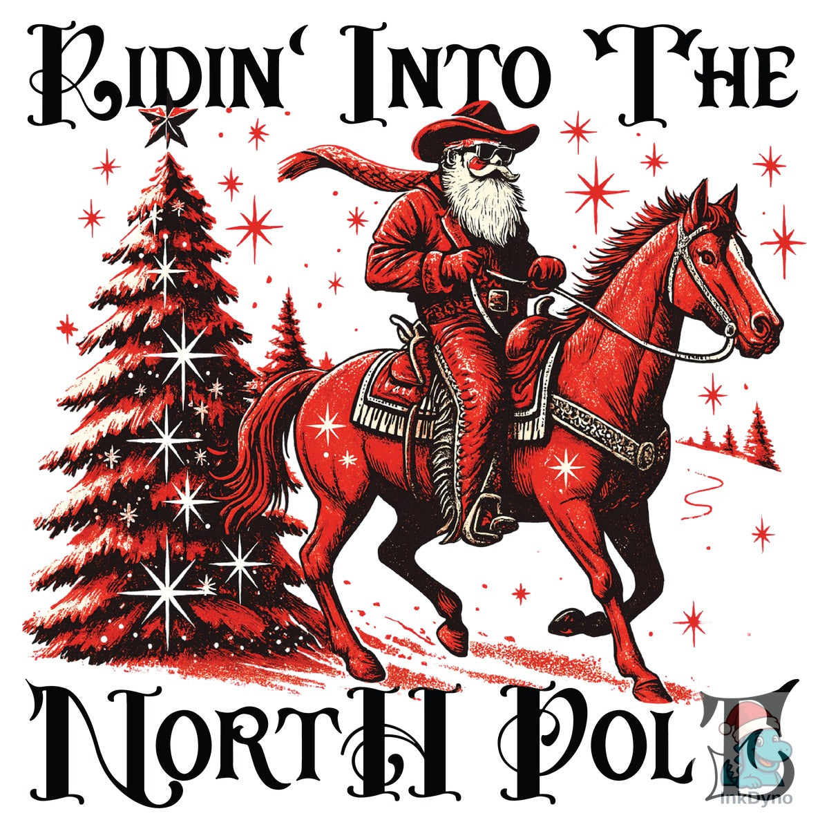 Vintage Winter Rider Holiday Illustratio