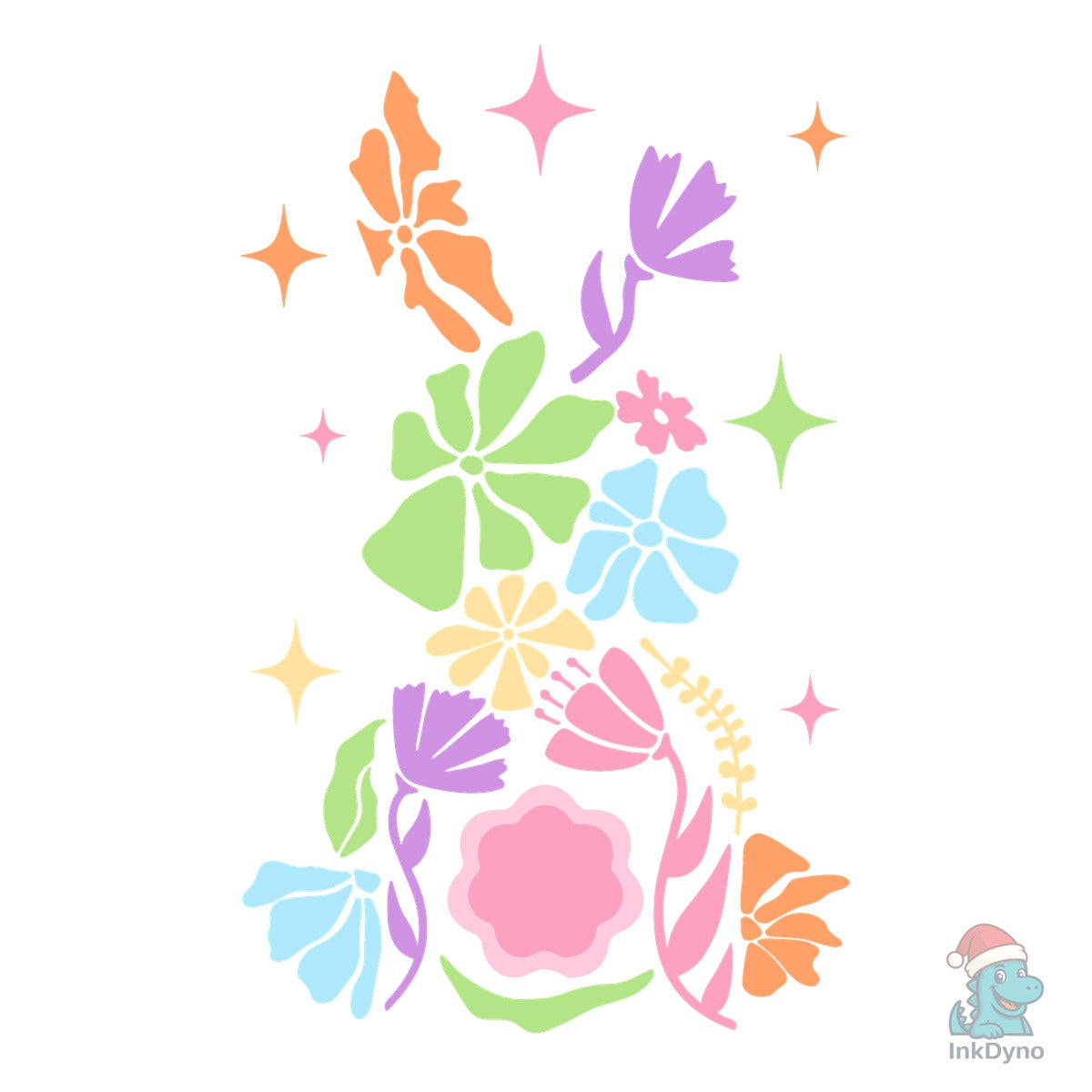 Floral Easter Bunny Silhouette