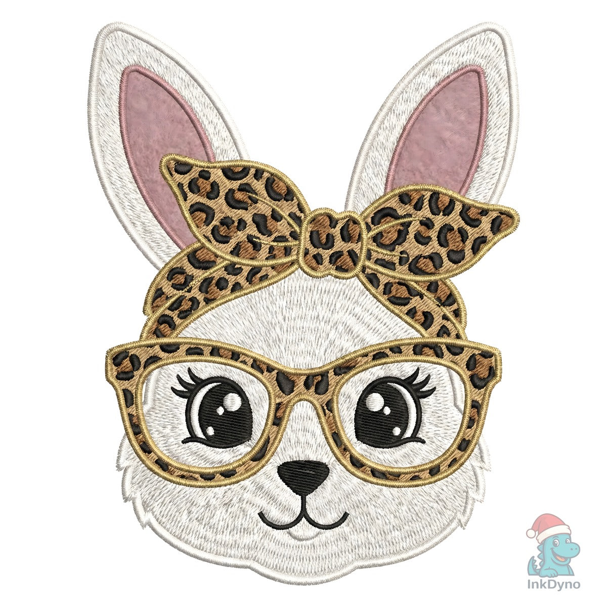 Cute Bunny with Leopard Bow Glasses