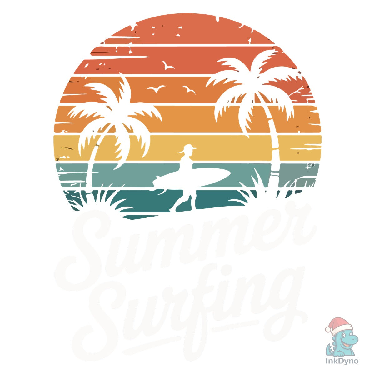 Tropical Surf Lifestyle Sunset Illustrat